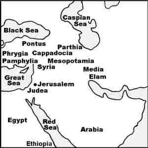 Понт, Партия, Фригия, Памфилия, Кападокия; Месопотамия; Сирия; Юдея; Египет и Арабия