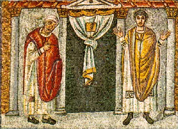 Митарят и фарисеят. Мозайка от Равена от края на V век
