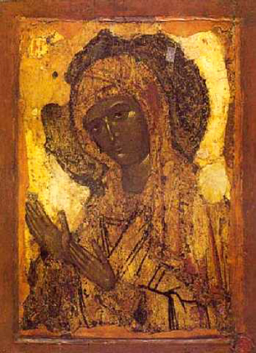 Св. Дева Мария Агиосоритиса (Халкопатийска). Икона от XIV-XV в. от неизвестен византийски автор от централния иконостас на Успенския Собор в Московския Кремъл