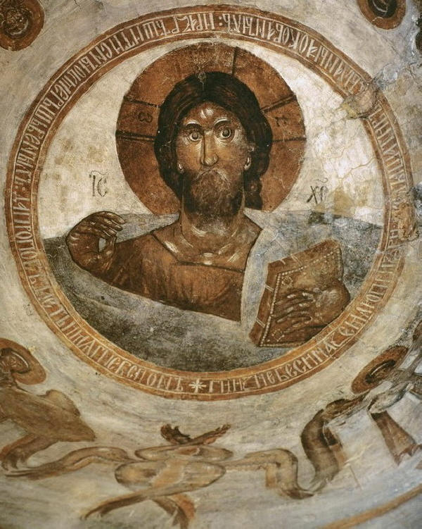 Христос Пантократор. Стенопис от Теофан Грек, Новгород