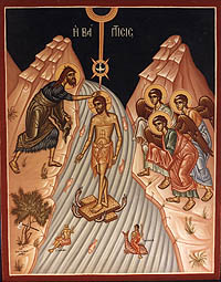 Кръщение Господне, гръцка икона.