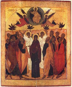 Възнесение Христово - руска икона от 16 в., московска иконописна школа. източник: timkenmuseum.org.