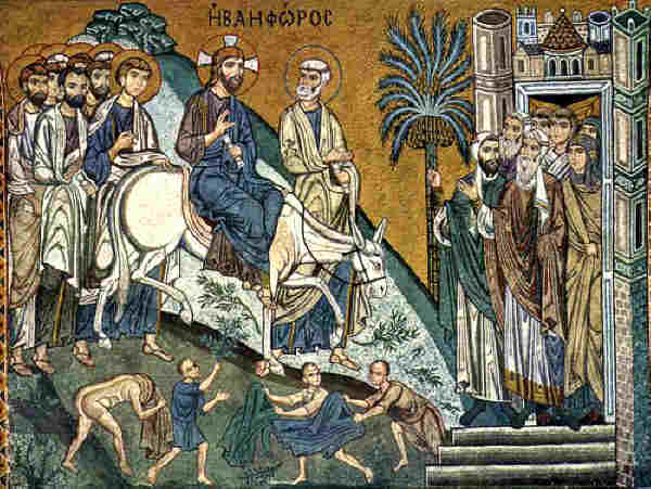 Ил. 3. Вход Господень в Иерусалим. Середина XII в. Мозаика Палатинской капеллы в Палермо (Италия)