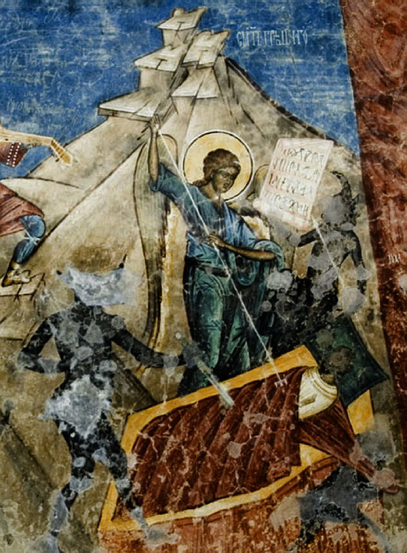 Смъртта на грешника. Фрагмент от румънска фреска от "Страшния съд". Източник: www. sirota.ru