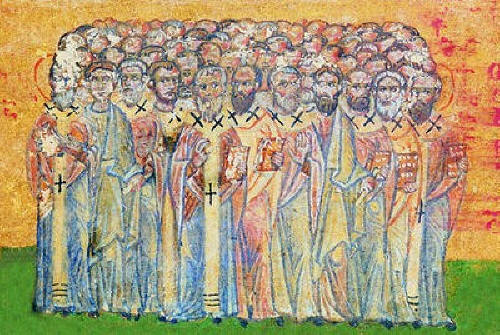 Събор на светите Седемдесет апостоли. Миниатюра от гръко-грузински ръкопис от XV в. Източник: pravenc.ru