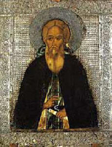 Преподобни Сергий Радонежски. Руска икона от XVI в., източник: pravoslavie.ru