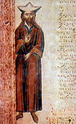 Св. Йоан Кукузел изобразен в музикален кодекс в Манастира на Великата лавра през XV в.
