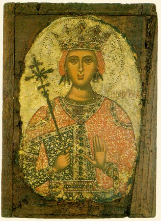 Св. Екатерина, икона от 14 в. Източник: iconsexplained.com.