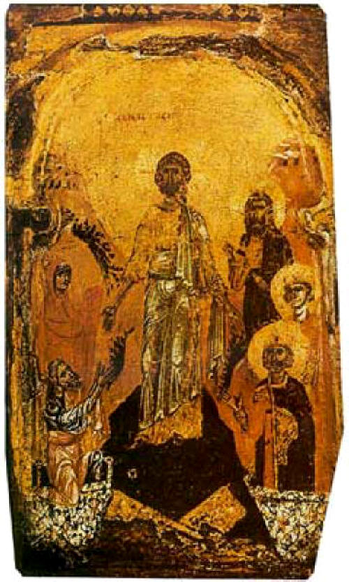 Слизане в ада, византийска икона от 12 век, Лаврата Св. Атанасий на Атон.
