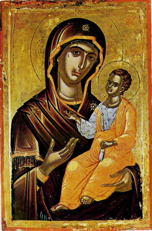 Пресвета Богородица с Младенеца. Икона от манастира Ставроникита. Източник: poseidon.csd.auth.gr 