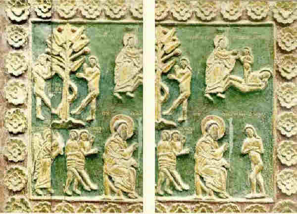 Детайл от иконостасни врати в страничен параклис на манастира. Дърворезба 