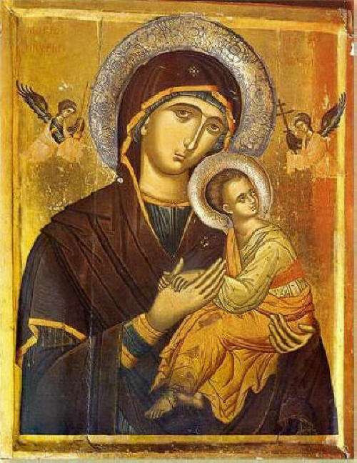 Богородица с Младенеца. Икона от XVI в., манастира "Св. Екатерина" в Синай.