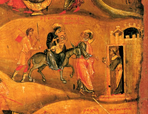 Бягство в Египет. Фрагмент от рождественска икона от 12в. Манастирът "Св. Екатерина" в Синай