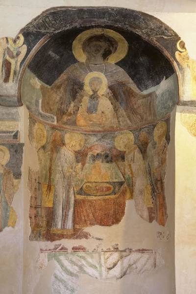 "Богородица ширшая небес с Младенеца" в абсидата на църквата "Свето Възнесение" в Несебър