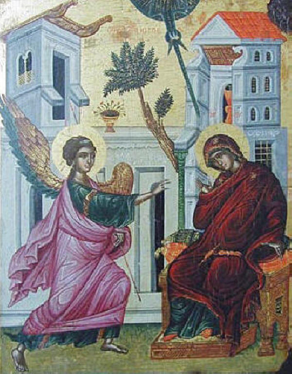 Благовещение, икона от 16 в. от неизвестен автор, от църквата ”Св. Йоан Кръстител” в Несебър. Днес в Градска художествена галерия – Пловдив.