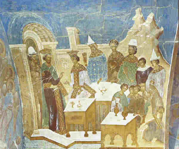 Брачният пир. Фреска от Дионисий, XV век. Музей фресок Дионисия, dionisy.com