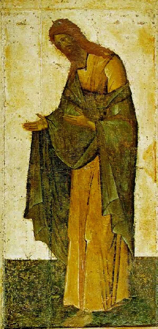 Св. Йоан Кръстител. Стенопис от Теофан Грек от иконостаса на Московския Кремъл
