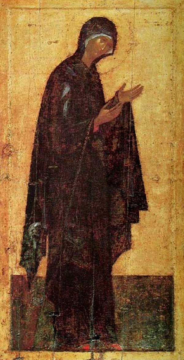 Пресвета Богородица. Икона от Теофан Грек от иконостаса на Московския Кремъл