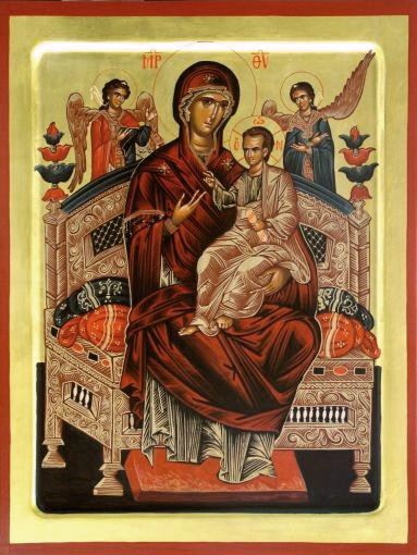 Съвременна икона на Богородица Всецарица (Pantanassa), painted by Maria Elisabeta Bonef, byzantineicons.ro.