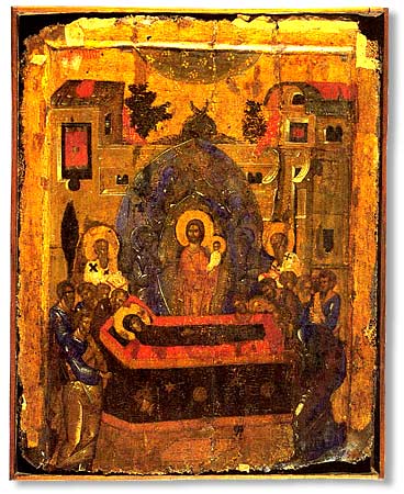 Успение Богородично - византийска икона от началото на 15 в. Източник: xxc.ru.