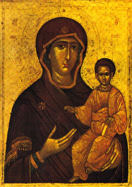Богородица Одигитрия. Сръбска икона от XIV в. Източник iconsexplained.com