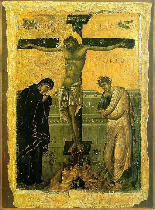 Разпятие Христово. Литийна икона от Охрид от XIV в. Източник: soros.org.