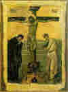Разпятие Христово, Охридска икона от XIV в. Източник: soros.org.