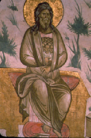 Лоно Авраамово, детайл от композицията "Страшния Съд" в манастира Dechani манастир. 