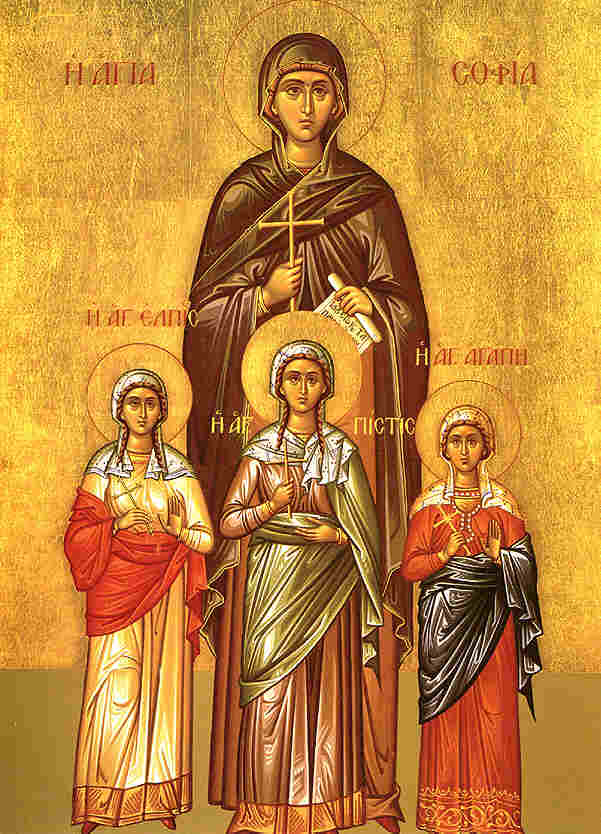 Св. София и дъщерите й Вяра, Надежда и Любов, гръцка икона