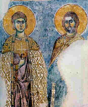 Св. Прокопий и Артемий. Фреска от XIII в. в Жичкия манастир в Сърбия
