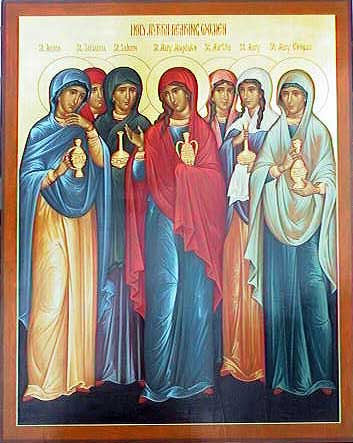 Св. мироносици. Икона от манастира "Св. Мироносици" в Otego, САЩ, holymyrrhbearers.com
