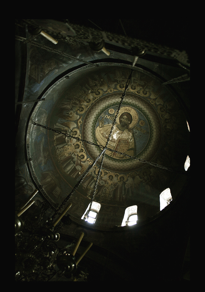 Иисус Христос Пантократор. Стенопис от кириакона на Кавсокалива - един от скитовете на Света Гора, на подчинение на Великата Лавра. Фото: Марин Христов