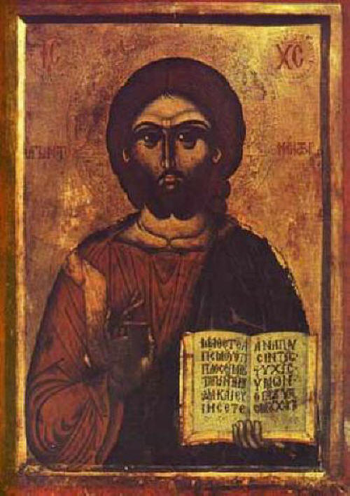 Христос Вседържител. Икона от XVI-VII в., манастира Зограф в Света Гора.