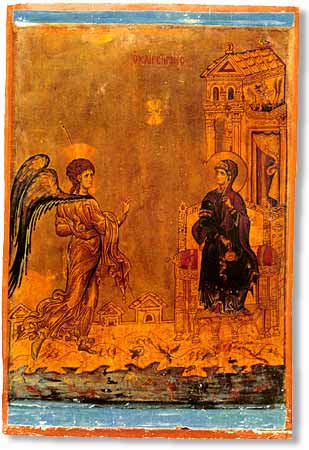 Благовещение. Икона от манастира "Св. Екатерина" в Синай.
