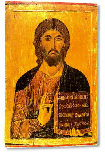 Господ Иисус Христос Пантократор. Икона от XIII в., манастира "Св. Екатерина" в Синай. 