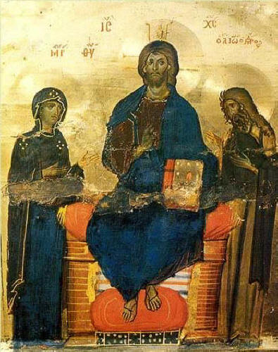 Деесис. Централната сцена от цикъла с 12-те празници от иконостаса от 12 век, манастира "Св. Екатерина" в Синай
