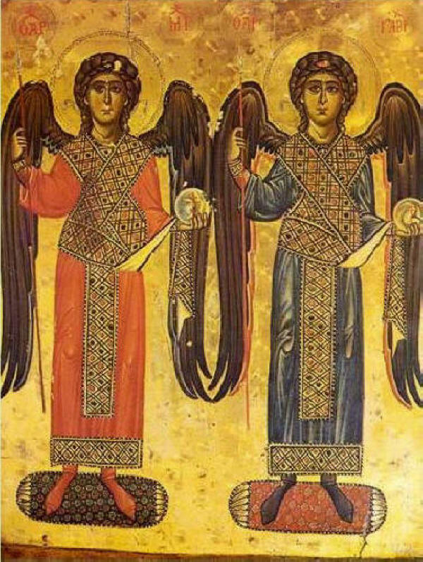 Св. архангели Михаил и Гавриил. Икона от XII-XIII в., манастира "Св. Екатерина" в Синай