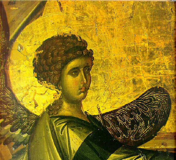 Архангел Гавриил, детайл от Благовещенска икона от 14 в. - църквата св. Климент в Охрид. 